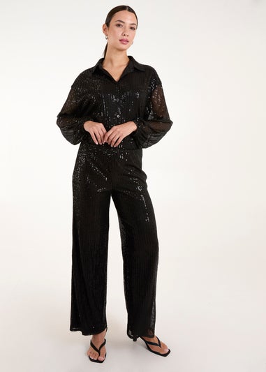 Blue Vanilla Black Sequin Trousers