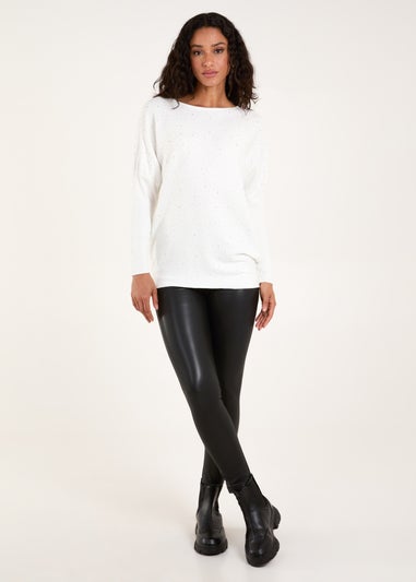 Blue Vanilla Ivory Diamante Batwing Jumper