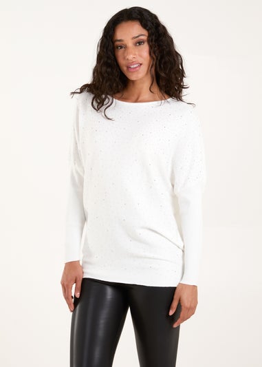 Blue Vanilla Ivory Diamante Batwing Jumper