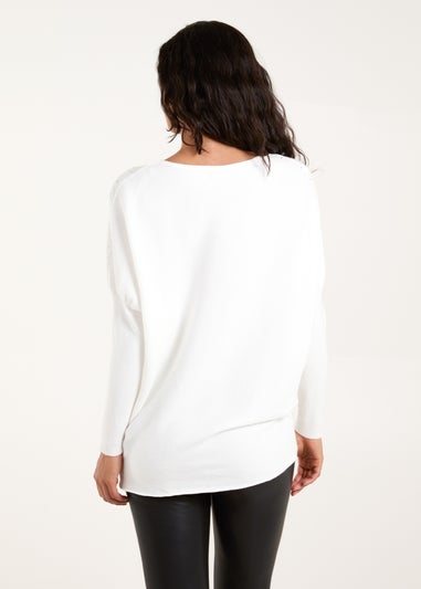 Blue Vanilla Ivory Diamante Batwing Jumper