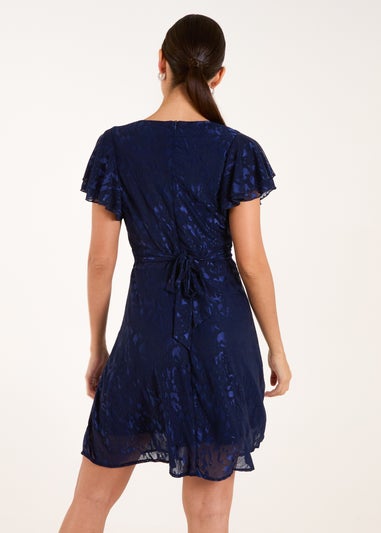 Blue Vanilla Navy Mesh Angel Sleeve Dress