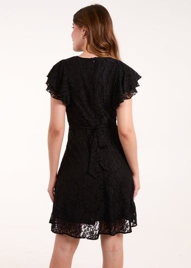 Blue Vanilla Black Lace Angel Sleeve Dress