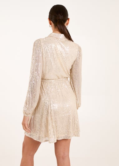 Blue Vanilla Champagne Sequin Shirt Dress