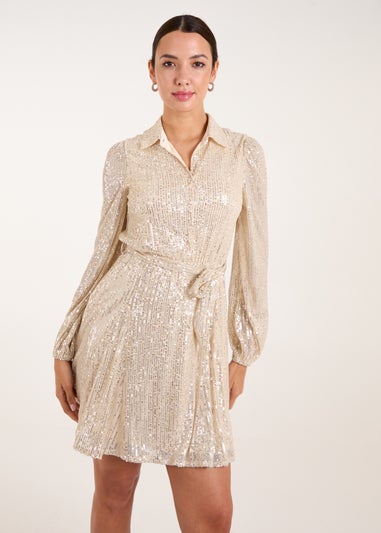 Blue Vanilla Champagne Sequin Shirt Dress