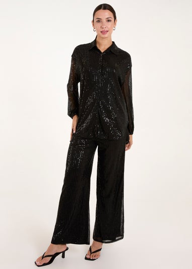 Blue Vanilla Black Sequin Shirt