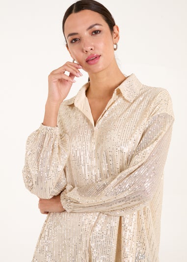 Blue Vanilla Champagne Sequin Shirt