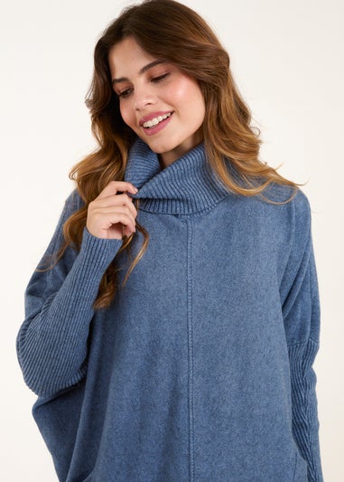 Blue Vanilla Blue Roll Neck Pocket Jumper