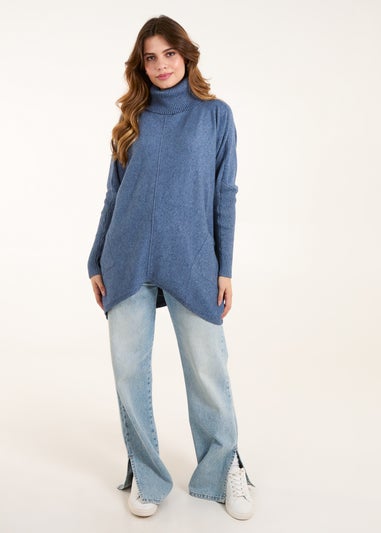 Blue Vanilla Blue Roll Neck Pocket Jumper