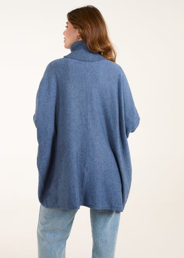 Blue Vanilla Blue Roll Neck Pocket Jumper