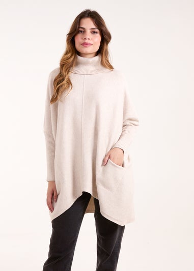 Blue Vanilla Stone Roll Neck Pocket Jumper