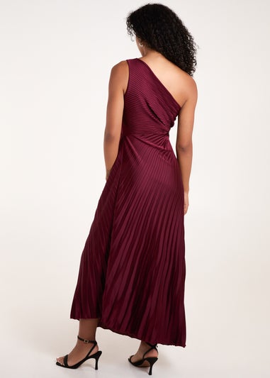 Blue Vanilla Red One Shoulder Pleated Dress