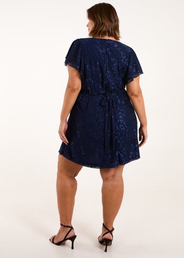 Blue Vanilla Navy Curve Mesh Wrap Dress