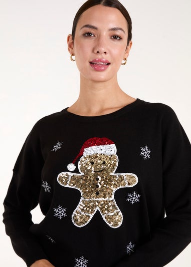 Blue Vanilla Gold Gingerbread Man Christmas Jumper