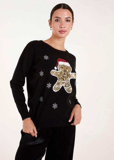 Blue Vanilla Gold Gingerbread Man Christmas Jumper