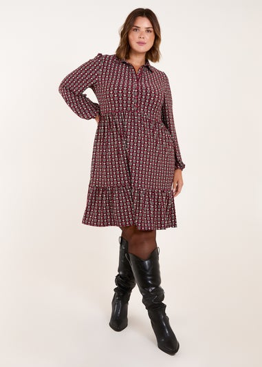 Blue Vanilla Red Curve Button Front Smock Dress