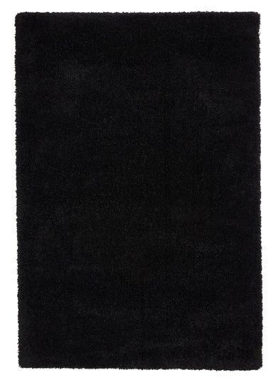 Think Rugs Sierra Black Plain Shaggy Rectangle Rug