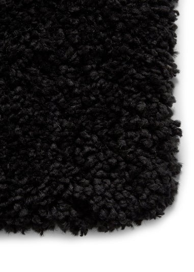 Think Rugs Sierra Black Plain Shaggy Rectangle Rug