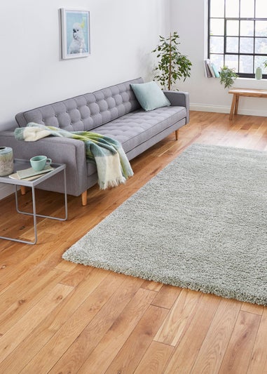 Think Rugs Sierra Pastel Green Plain Shaggy Rectangle Rug