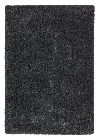 Think Rugs Sierra Dark Grey Plain Shaggy Rectangle Rug