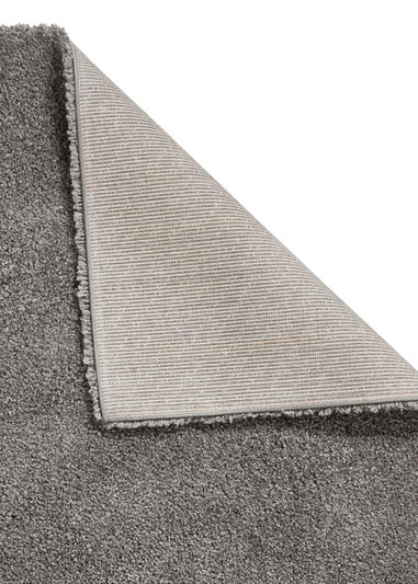 Think Rugs Sierra Pebble Grey Plain Shaggy Rectangle Rug