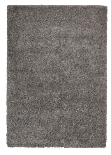 Think Rugs Sierra Pebble Grey Plain Shaggy Rectangle Rug