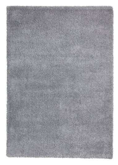 Think Rugs Sierra Grey Plain Shaggy Rectangle Rug