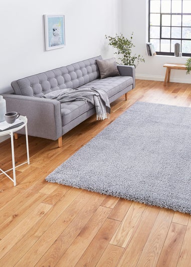 Think Rugs Sierra Grey Plain Shaggy Rectangle Rug