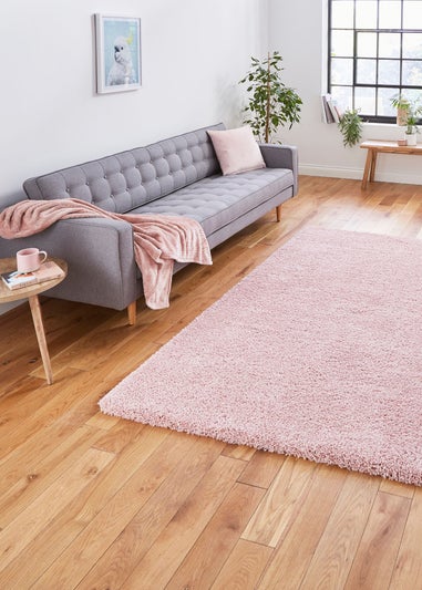 Think Rugs Sierra Pink Plain Shaggy Rectangle Rug