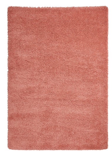 Think Rugs Sierra Peach Plain Shaggy Rectangle Rug