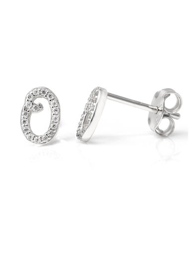 Say It With Silver Luxe CZ Initial P Earrings