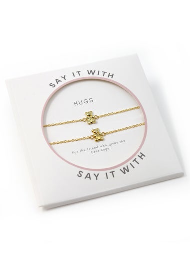 Say It With Yellow Gold Children's Bear Friendship Bracelets