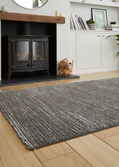 Think Rugs Flores Charcoal Modern Rectangle Rug