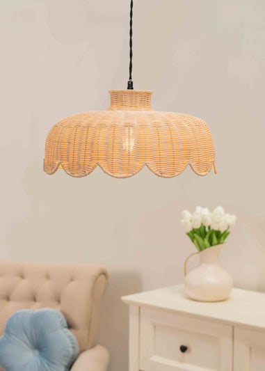 ValueLights Naveah Wood Rattan Natural Tapered Ceiling Pendant Shade (18cm x 38cm x 38cm)