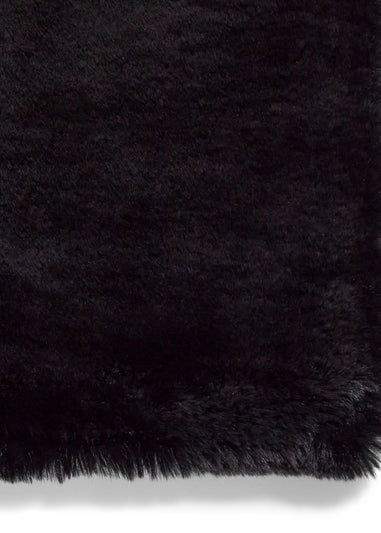 Think Rugs Super Teddy Black Plain Shaggy Rectangle Rug