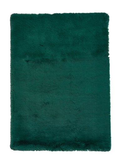 Think Rugs Super Teddy Jewel Green Plain Shaggy Rectangle Rug