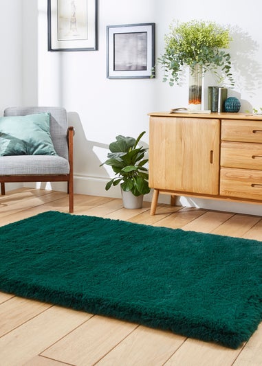 Think Rugs Super Teddy Jewel Green Plain Shaggy Rectangle Rug