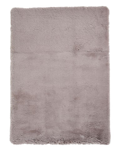 Think Rugs Super Teddy Grey Plain Shaggy Rectangle Rug