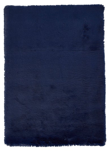 Think Rugs Super Teddy Navy Plain Shaggy Rectangle Rug