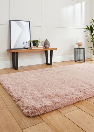 Think Rugs Super Teddy Rose Plain Shaggy Rectangle Rug