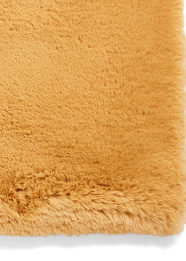 Think Rugs Super Teddy Mustard Plain Shaggy Rectangle Rug