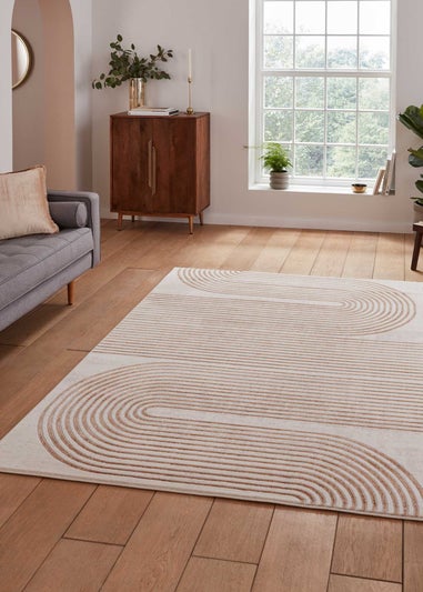 Think Rugs Apollo Bronze/Grey Modern Linear Rectangle Rug