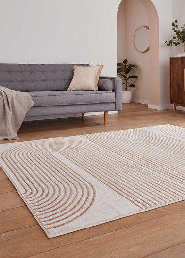 Think Rugs Apollo Bronze/Grey Modern Linear Rectangle Rug