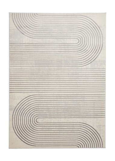 Think Rugs Apollo Grey/Ivory Modern Linear Rectangle Rug