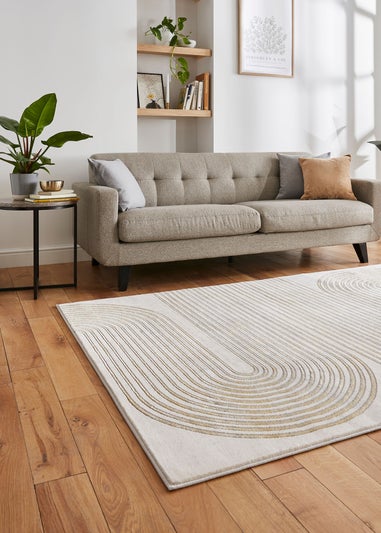 Think Rugs Apollo Grey/Gold Modern Linear Rectangle Rug