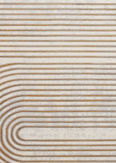 Think Rugs Apollo Grey/Gold Modern Linear Rectangle Rug