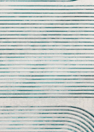 Think Rugs Apollo Grey/Green Modern Linear Rectangle Rug