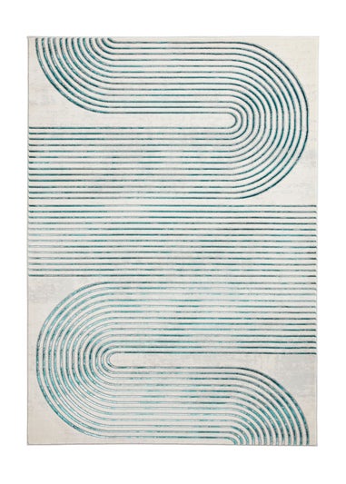 Think Rugs Apollo Grey/Green Modern Linear Rectangle Rug