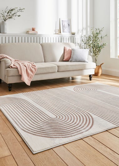 Think Rugs Apollo Grey/Rose Modern Linear Rectangle Rug