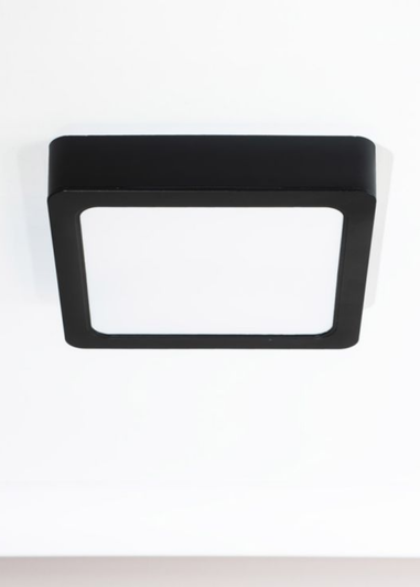 ValueLights Lacey Matte Black Flush Light with White Shade Integrated LED