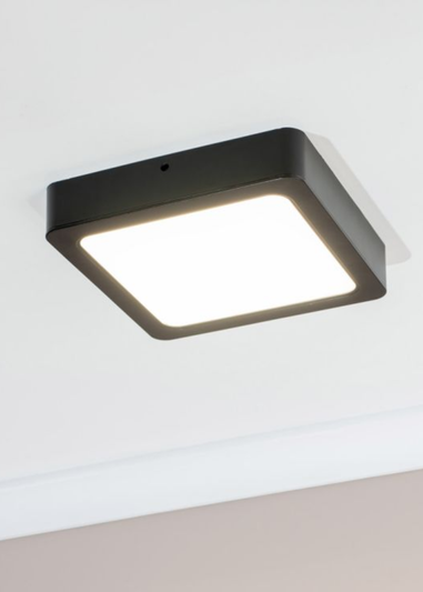 ValueLights Lacey Matte Black Flush Light with White Shade Integrated LED